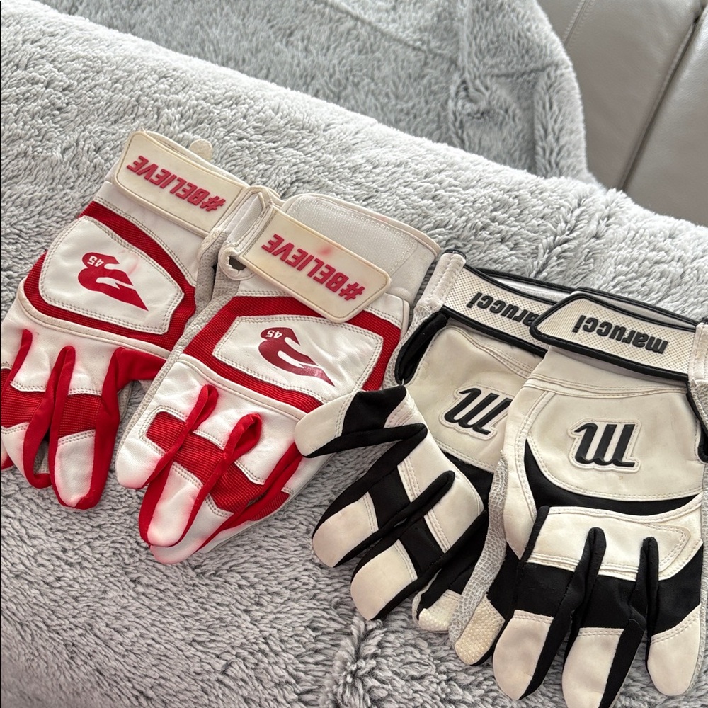 Red and Black Baseball batting Gloves